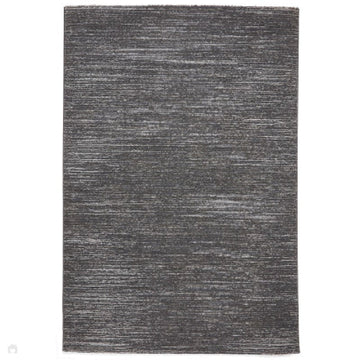 Washable Flores 1930 Modern Plain Tonal Lines Soft-Touch Textured Carved Hi-Lo Eco-Recycled Polyester Charcoal/Cream Rug-Think Rugs-Rug Love - The Most Loved Rug Store